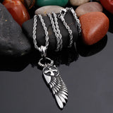 Men's Stainless Steel Angel Wings Cross Pendant
