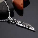 Men's Stainless Steel Angel Wings Cross Pendant