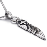 Men's Stainless Steel Angel Wings Cross Pendant