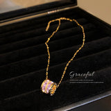 Purple Love Titanium Steel Necklace Choker for Women