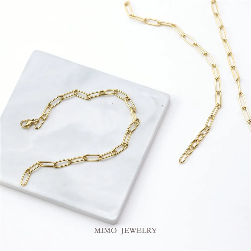 18K Gold O-Chain Necklace Bracelet