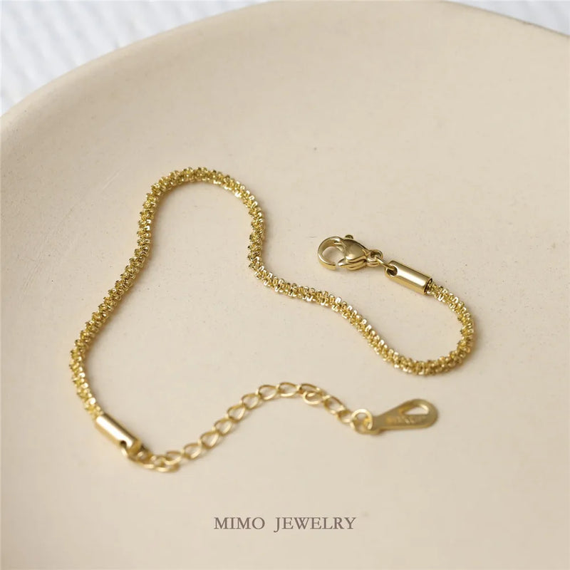 Titanium Steel Plated 18K Sparkling Chain All Star Bracelet Necklace
