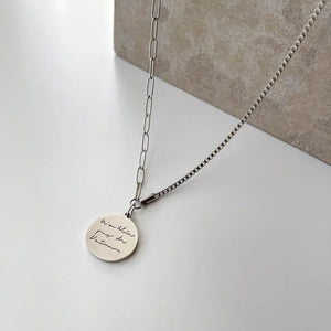 Titanium Steel Round Letter Pendant Necklace for Women