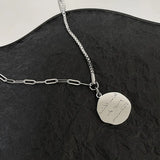Titanium Steel Round Letter Pendant Necklace for Women