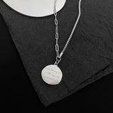 Titanium Steel Round Letter Pendant Necklace for Women