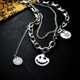 Titanium Steel Round Smile Face Love Letter Double Layer Clavicle Chain