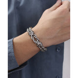 Hip-Hop Stainless Steel Men's Bracelet Double-Row Chain Magnetic Buckle