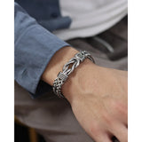 Hip-Hop Stainless Steel Men's Bracelet Double-Row Chain Magnetic Buckle