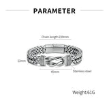 Hip-Hop Stainless Steel Men's Bracelet Double-Row Chain Magnetic Buckle