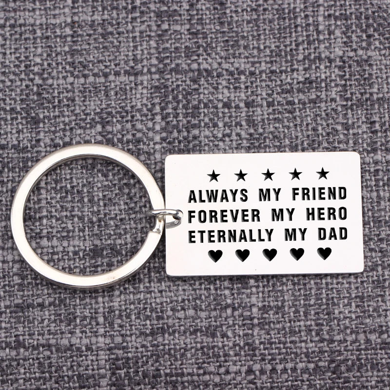 Dad Daddy Gift Keychain Stainless Steel Hand Stamped Keepsake from Daughter Son
