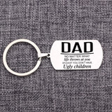 Fathers Gift Keychain Stainless Steel Keyring - Dad No Matter What - Funny Quote