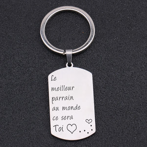 Godfather Stainless Steel Dog Tag Keychain: Le Meilleur Parrain Au Monde