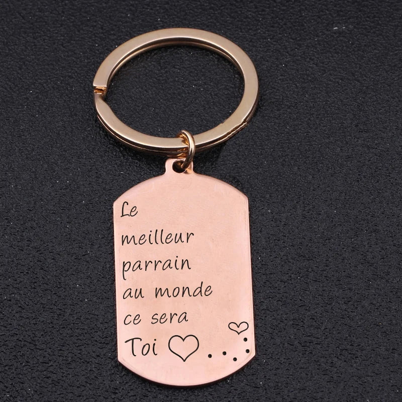 Godfather Stainless Steel Dog Tag Keychain: Le Meilleur Parrain Au Monde