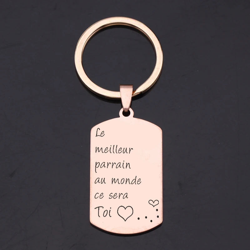 Godfather Stainless Steel Dog Tag Keychain: Le Meilleur Parrain Au Monde