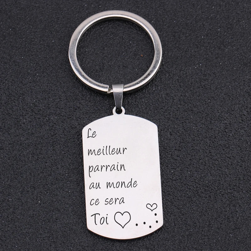 Godfather Stainless Steel Dog Tag Keychain: Le Meilleur Parrain Au Monde
