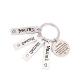 Grandma Gift Keychain Kids Names Keyring Stainless Steel Charm Jewelry