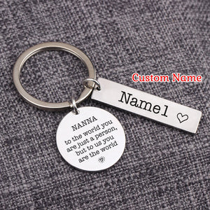 Grandma Gift Keychain Kids Names Keyring Stainless Steel Charm Jewelry