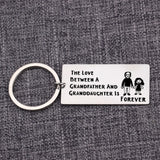 Grandpa Gift Keychain - LOVE GRANDFATHER & GRANDDAUGHTER FOREVER Keyring