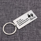 Grandpa Gift Keychain - LOVE GRANDFATHER & GRANDDAUGHTER FOREVER Keyring