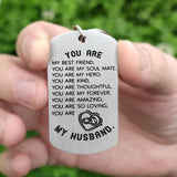Husband Stainless Steel Dog Tag Keychain Valentines YOU ARE MY FRIEND,SOUL MATE