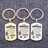 Step Dad Keychain Stainless Steel Family Men Father's Jewelry Gift