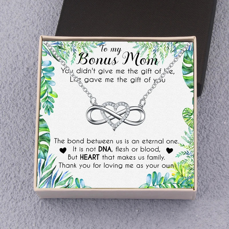 Bonus Mom Heart Necklace With Box Charm - Mother's Gift