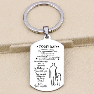 Dad Gift Keychain Stainless Steel Keyring Dog Tag for Men