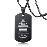 Dad Stainless Steel Necklace Men Rectangle Metal Dog Tags Pendant Necklaces