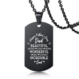Dad Stainless Steel Necklace Men Rectangle Metal Dog Tags Pendant Necklaces