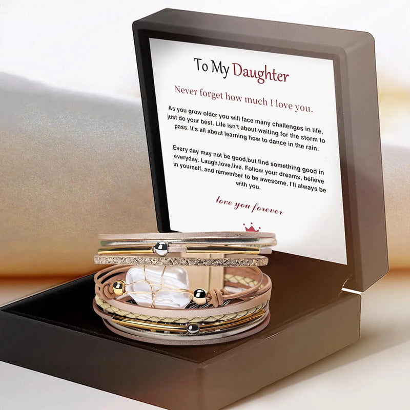Daughter Bracelet Pearls Shell Ornaments with Card