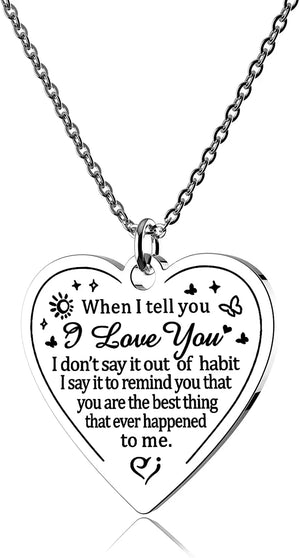 Mom Dad To My Daughter Necklace, Heart Pendant Christmas Gift