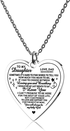 Mom Dad To My Daughter Necklace, Heart Pendant Christmas Gift