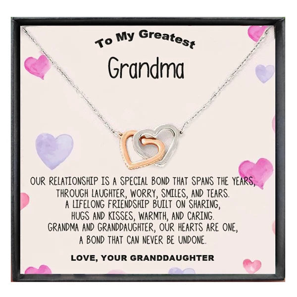 Grandma Interlocking Hearts Necklace, Mother's Gift, Granddaughter Jewelry