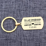 Custom Date Keychain for Husband, Stainless Steel