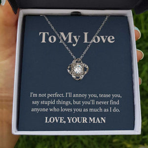 Customized I Love You Necklace Gift for Wife in Wood LED Box