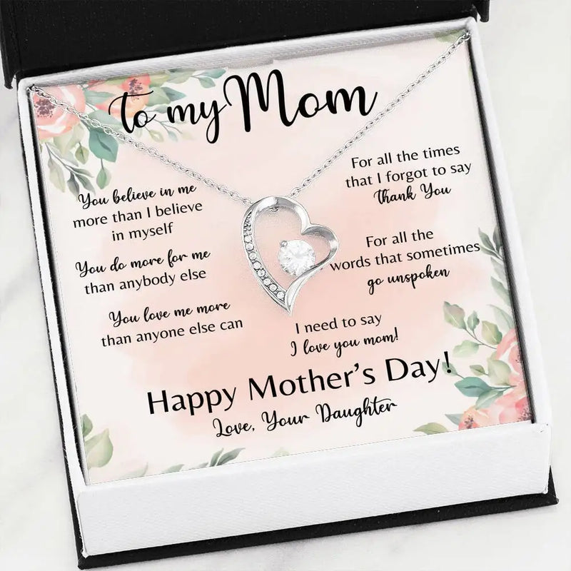 Mommy Gift Heart Pendant Necklace for Women Mom Daughter