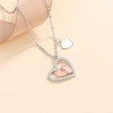 Mother's Gift Baby Feet Heart Pendant Necklace Set