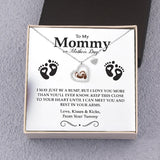 Mother's Gift Baby Feet Heart Pendant Necklace Set