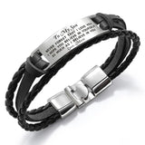 SON Leather Bracelet From Mom Dad, Personalized Gift Men