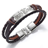 SON Leather Bracelet From Mom Dad, Personalized Gift Men