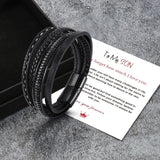 My Son Bracelet Electroplate Braided Leather with Card