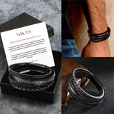 My Son Bracelet Electroplate Braided Leather with Card