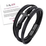 Son Love You Forever Leather Wristband Bracelet
