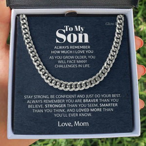 To My Son Cuban Chain Necklace From Mom