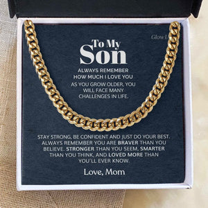 To My Son Cuban Chain Necklace From Mom