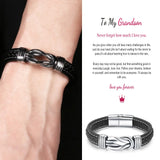 Men's Stainless Steel Braided Knot Leather Rope Bracelet