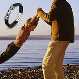 Men's Stainless Steel Braided Knot Leather Rope Bracelet