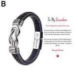 Men's Stainless Steel Braided Knot Leather Rope Bracelet
