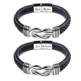 Men's Stainless Steel Braided Knot Leather Rope Bracelet