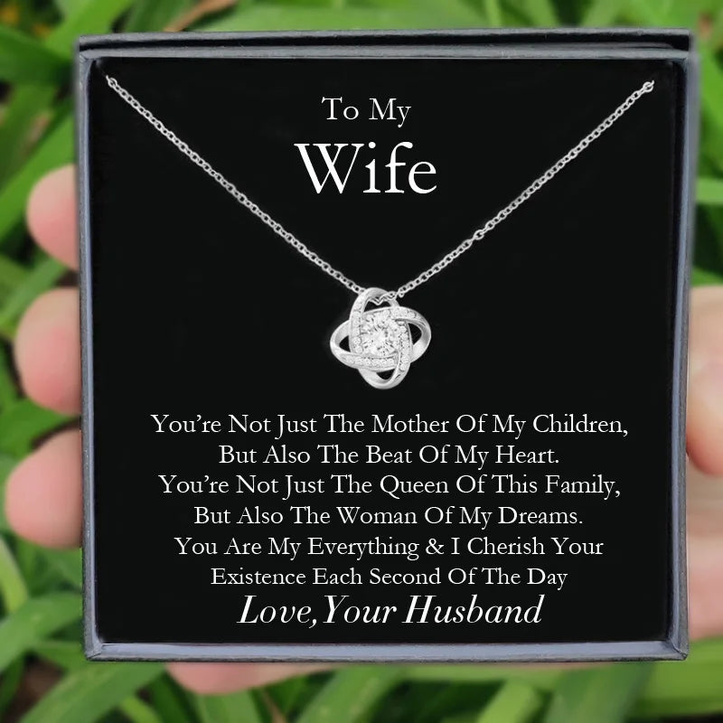To My Wife You Are Everything Knot Necklace Engagement Gift